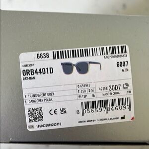 Ray-Ban Transparent Grey Sunglasses